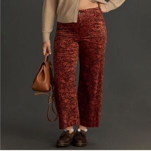 Maeve by Anthropologie Colette Orange and Brown Patterned Pants